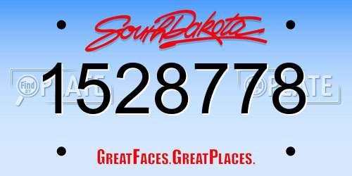1528778 South Dakota License Plate