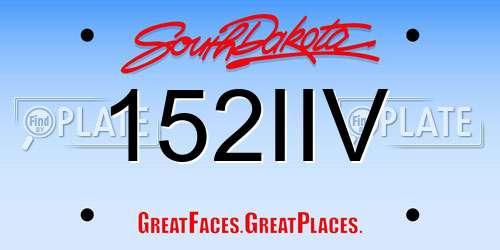 152IIV South Dakota License Plate