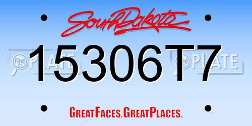15306T7 South Dakota License Plate