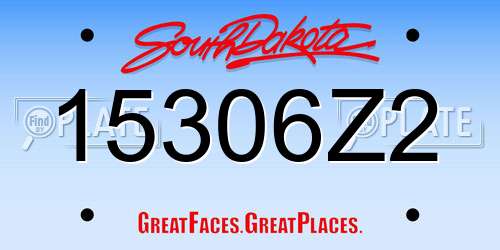 15306Z2 South Dakota License Plate