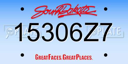 15306Z7 South Dakota License Plate