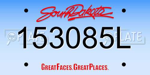 153085L South Dakota License Plate