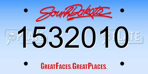 1532010 South Dakota License Plate