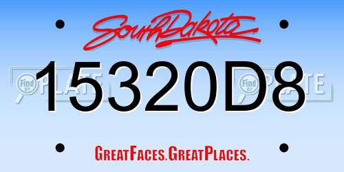 15320D8 South Dakota License Plate