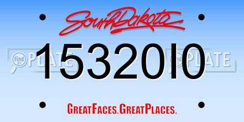 15320I0 South Dakota License Plate