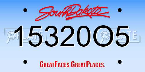15320O5 South Dakota License Plate