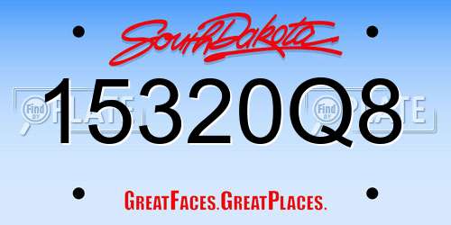 15320Q8 South Dakota License Plate
