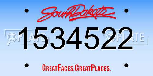 1534522 South Dakota License Plate