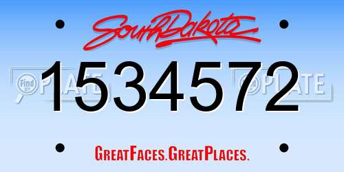 1534572 South Dakota License Plate