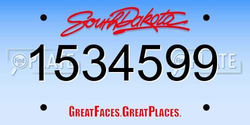 1534599 South Dakota License Plate