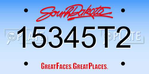 15345T2 South Dakota License Plate