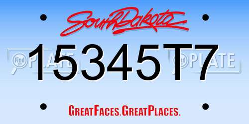 15345T7 South Dakota License Plate