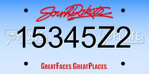 15345Z2 South Dakota License Plate