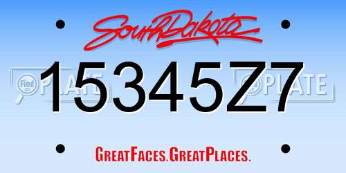 15345Z7 South Dakota License Plate