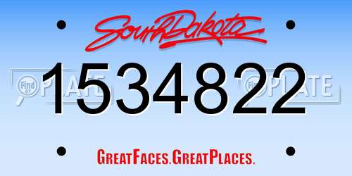 1534822 South Dakota License Plate