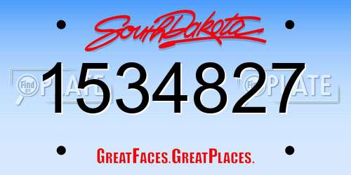 1534827 South Dakota License Plate