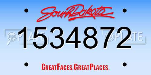 1534872 South Dakota License Plate
