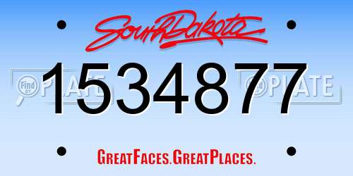 1534877 South Dakota License Plate