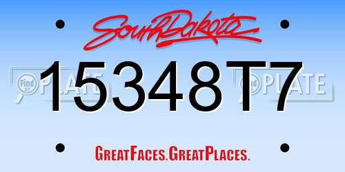 15348T7 South Dakota License Plate