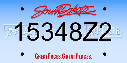 15348Z2 South Dakota License Plate