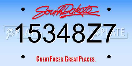 15348Z7 South Dakota License Plate