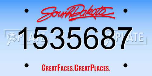 1535687 South Dakota License Plate