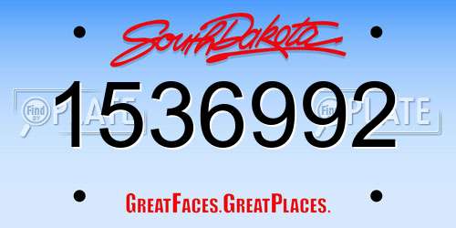 1536992 South Dakota License Plate