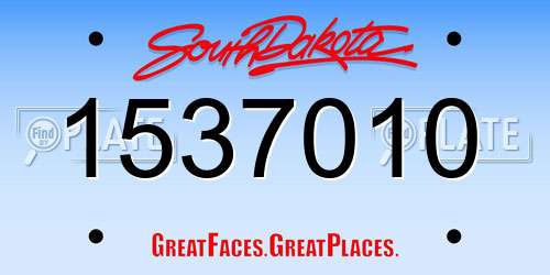 1537010 South Dakota License Plate