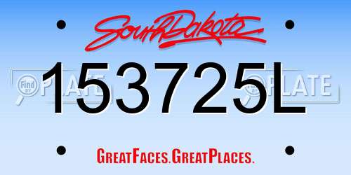 153725L South Dakota License Plate