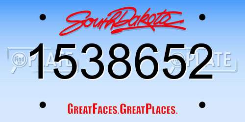 1538652 South Dakota License Plate