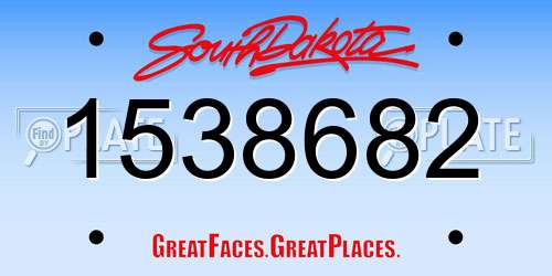 1538682 South Dakota License Plate