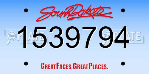 1539794 South Dakota License Plate