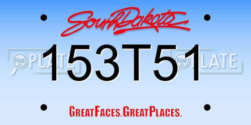 153T51 South Dakota License Plate
