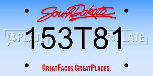 153T81 South Dakota License Plate