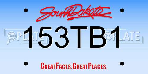 153TB1 South Dakota License Plate