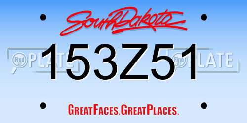 153Z51 South Dakota License Plate