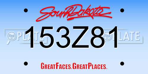 153Z81 South Dakota License Plate
