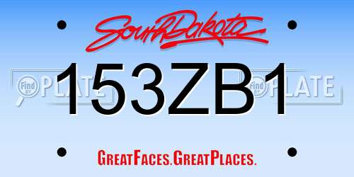 153ZB1 South Dakota License Plate