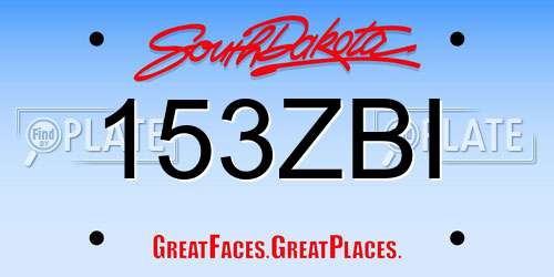 153ZBI South Dakota License Plate