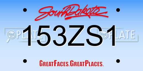 153ZS1 South Dakota License Plate
