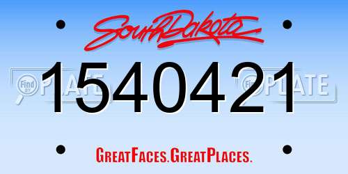 1540421 South Dakota License Plate