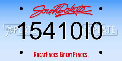 15410I0 South Dakota License Plate