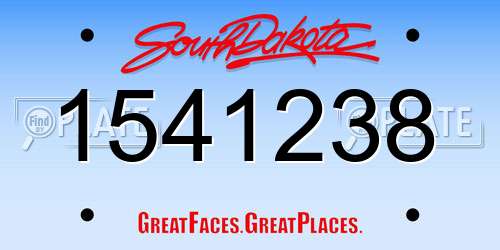 1541238 South Dakota License Plate