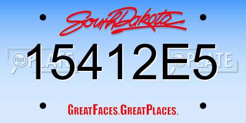 15412E5 South Dakota License Plate