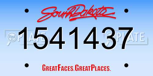 1541437 South Dakota License Plate