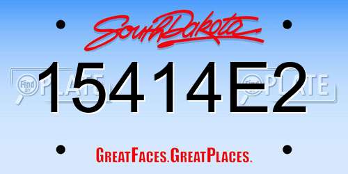 15414E2 South Dakota License Plate