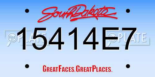 15414E7 South Dakota License Plate