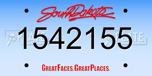 1542155 South Dakota License Plate