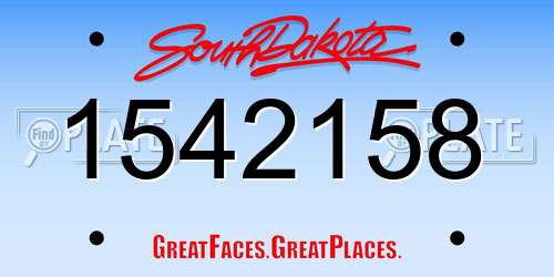 1542158 South Dakota License Plate