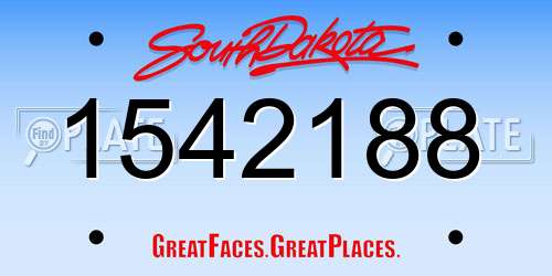 1542188 South Dakota License Plate